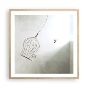 Een poster in een licht eiken lijst - In je element - 60x60 cm
