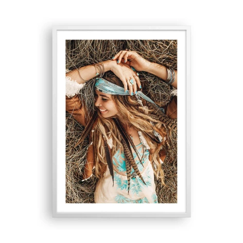 Poster in een witte lijst - Op weg naar de zomer van de liefde - 50x70 cm