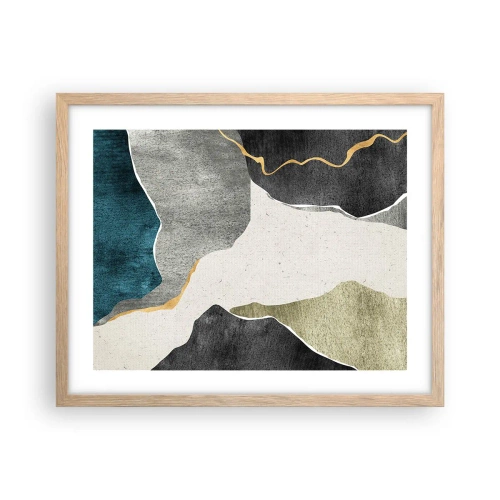 Een poster in een licht eiken lijst - Mozaïekcompositie met gouddraad - 50x40 cm