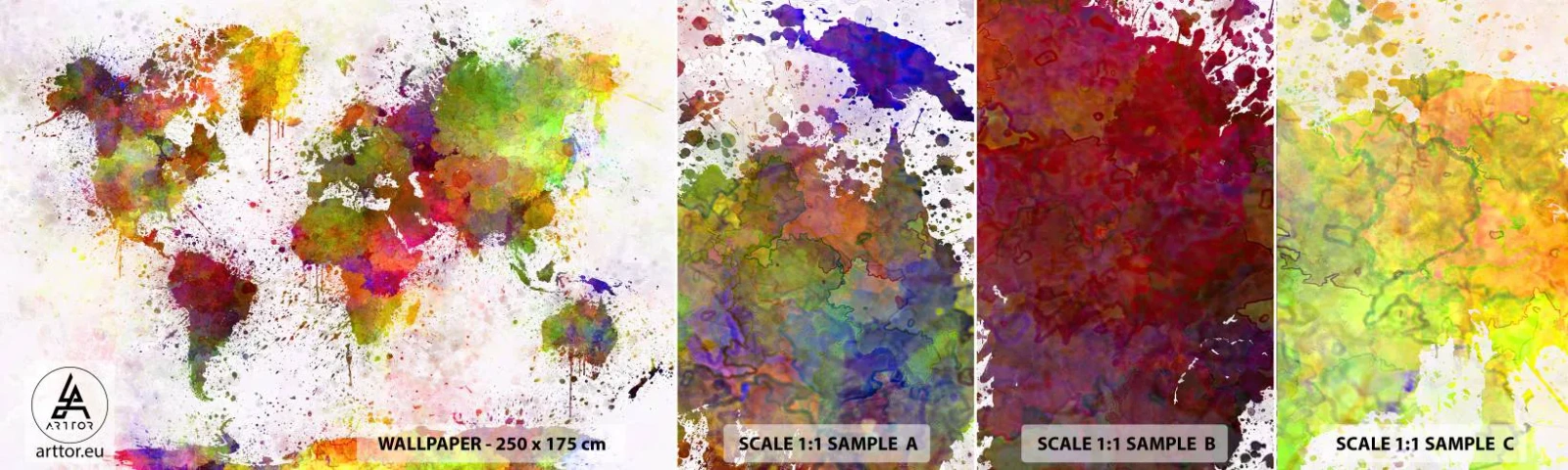 Fotobehang Staaltje Standard Eco - Op de een of andere manier is het hetzelfde geworden - Wereldkaart, Continenten, Deel - 100x30 cm