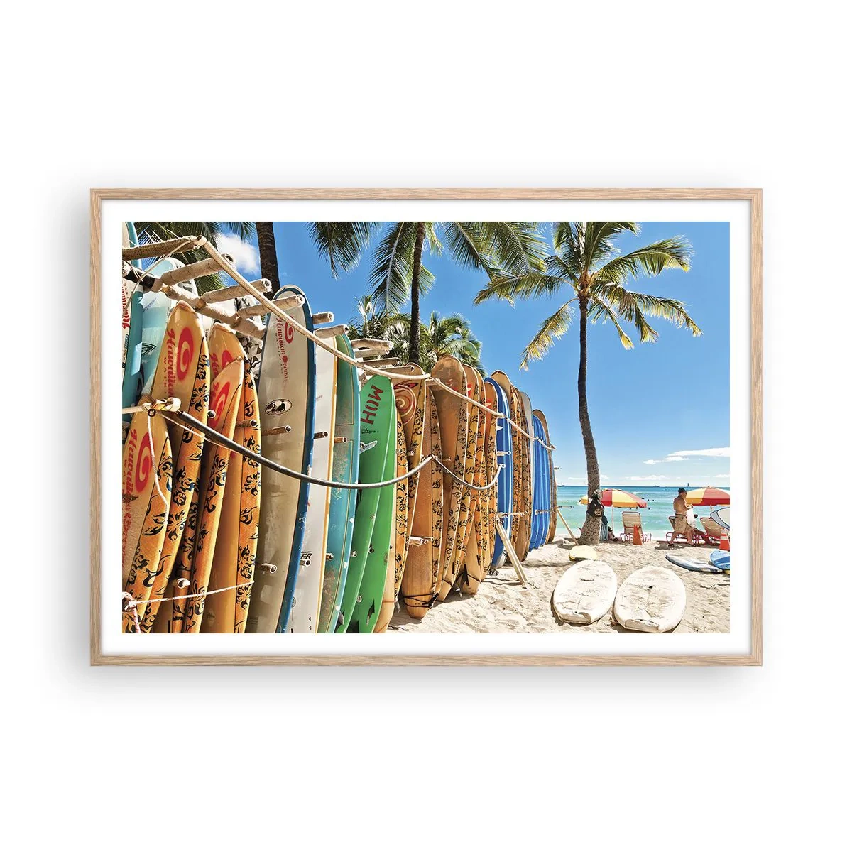Een poster in een licht eiken lijst - Zonnig plezier - 100x70 cm