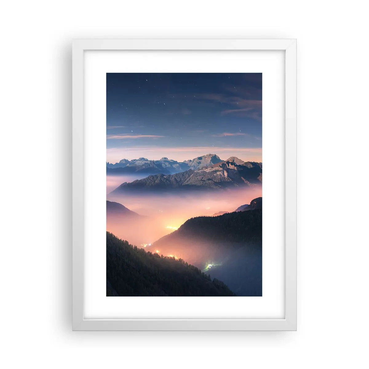 Poster in een witte lijst - Licht in de dalen - 30x40 cm