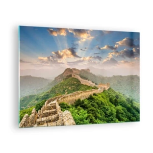 Schilderen op glas - De Chinese Muur in een bergachtig landschap - 70x50cm - Eeuwige grootheid - Moderne wanddecoratie voor woonkamer en slaapkamer ARTTOR