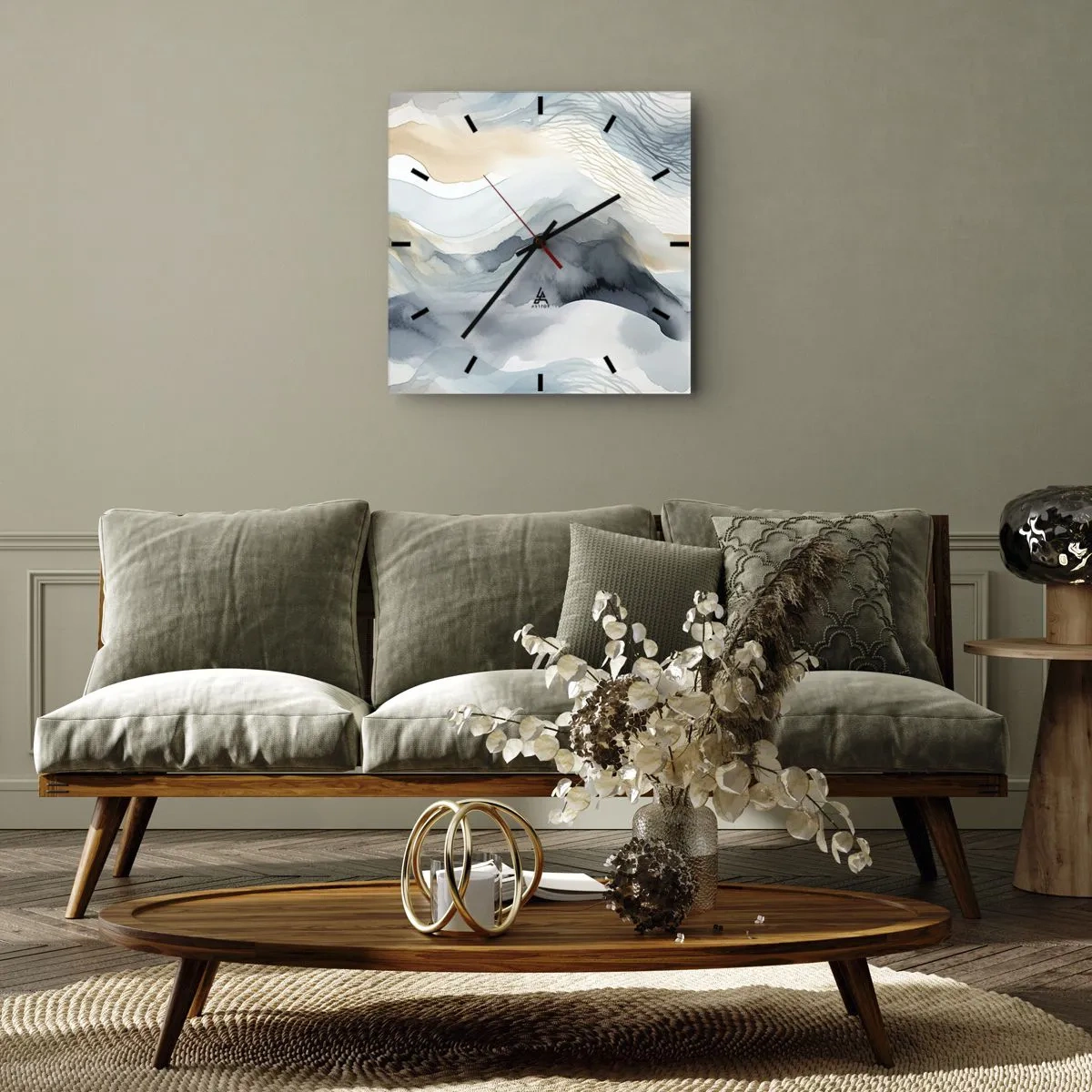 Wandklok - Klok - Besneeuwde en mistige abstractie - 30x30 cm