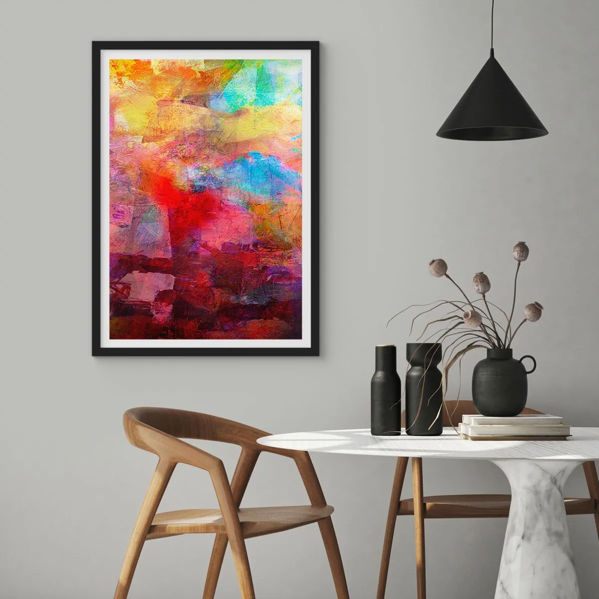 Poster in een zwarte lijst - Kijk in de regenboog - 40x50 cm