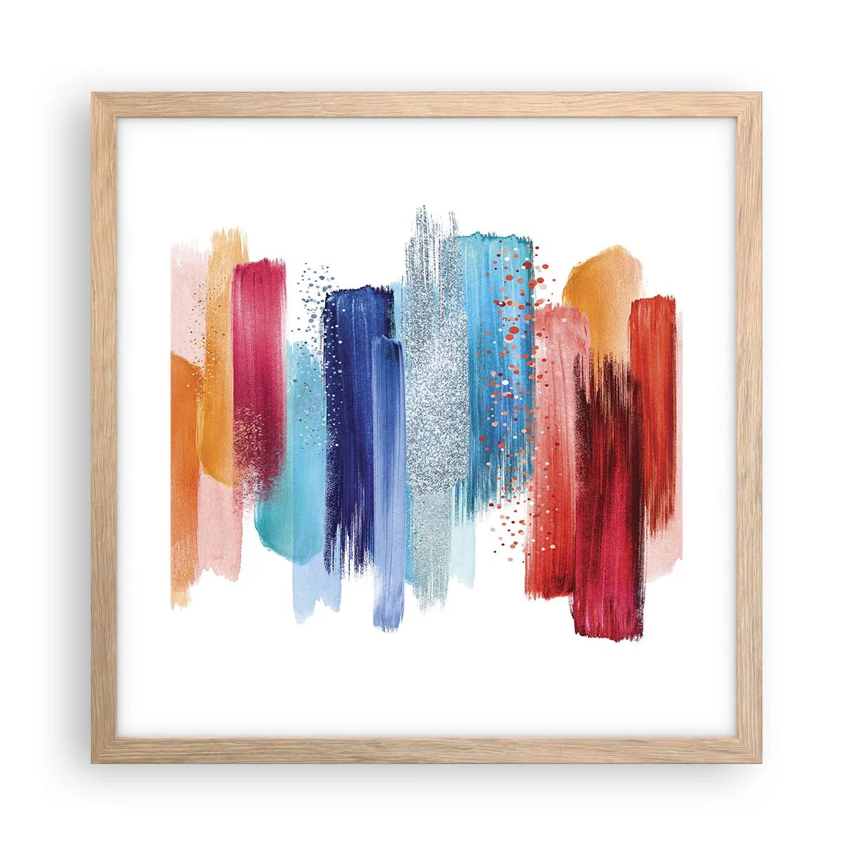 Een poster in een licht eiken lijst - Omhoog en omlaag - 40x40 cm