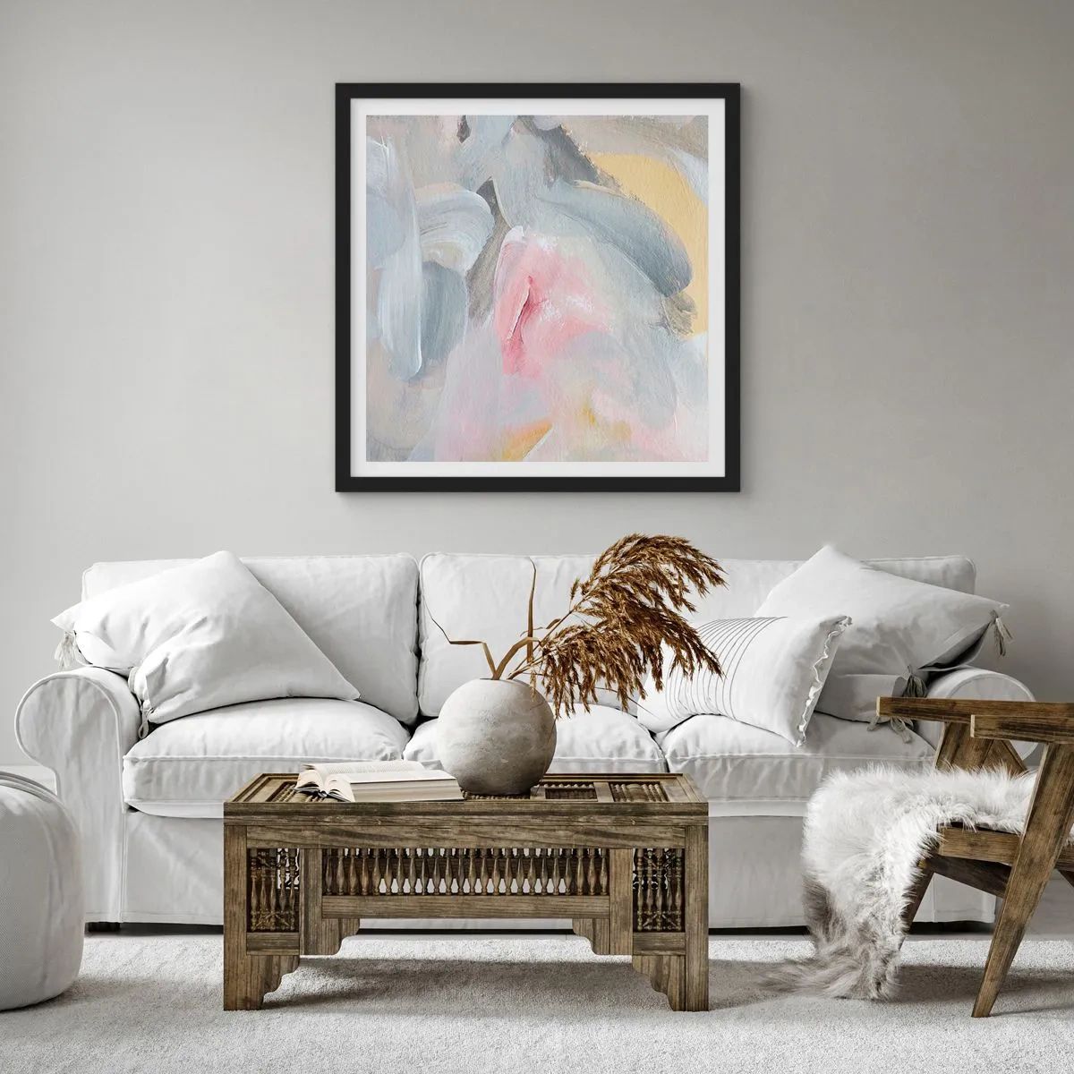 Poster in een zwarte lijst - In een pastelkleurige wereld - 60x60 cm