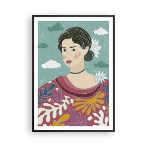 Poster in een zwarte lijst - Met melancholie in de ogen - 70x100 cm