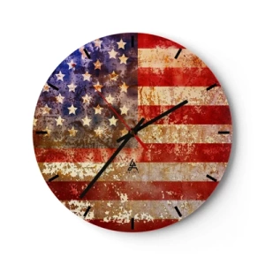 Wandklok - Klok - Rustieke vintage Amerikaanse vlag - 30x30cm - Glorie vervaagt niet - Moderne wanddecoratie voor woonkamer, keuken en slaapkamer ARTTOR