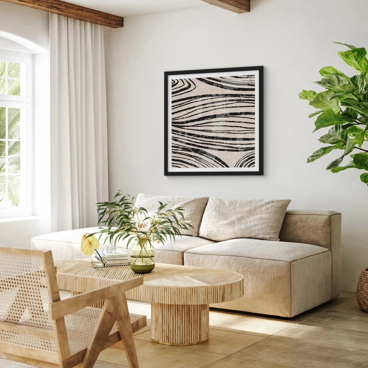 Poster in een zwarte lijst - Lijnoverstromingsvlakte - 30x30 cm