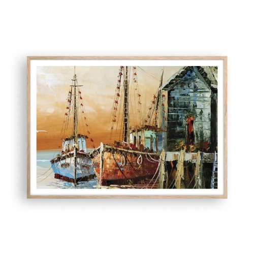 Een poster in een licht eiken lijst - Een vreedzame terugkeer - 100x70 cm