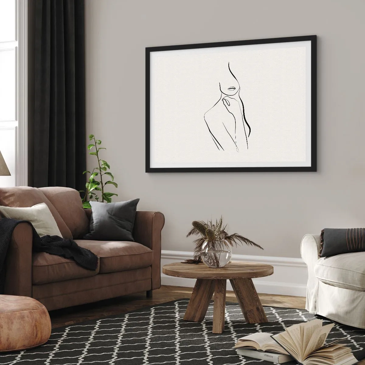 Poster in een zwarte lijst - Een golf van melancholie - 100x70 cm