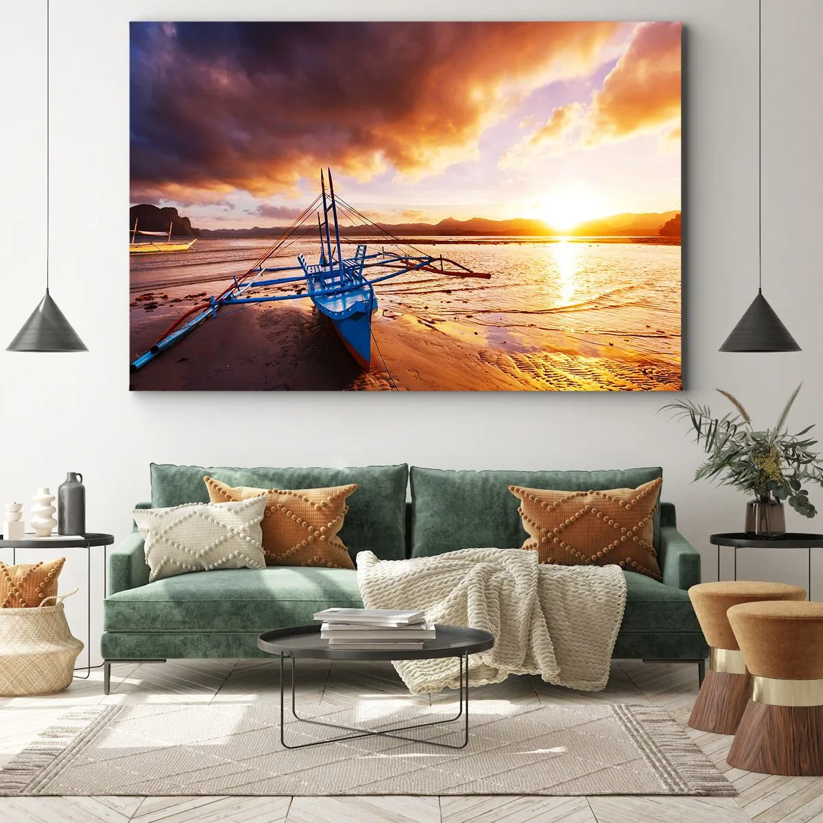 Schilderen op canvas - Strek je uit op het zand na een hele dag - 120x80 cm