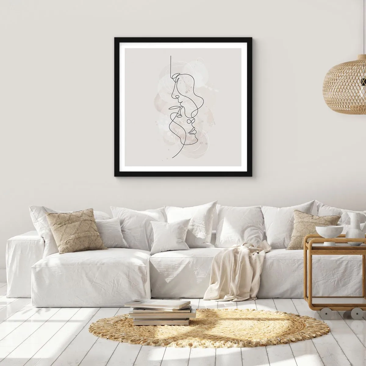 Poster in een zwarte lijst - Verstrikt in een omhelzing - 50x50 cm