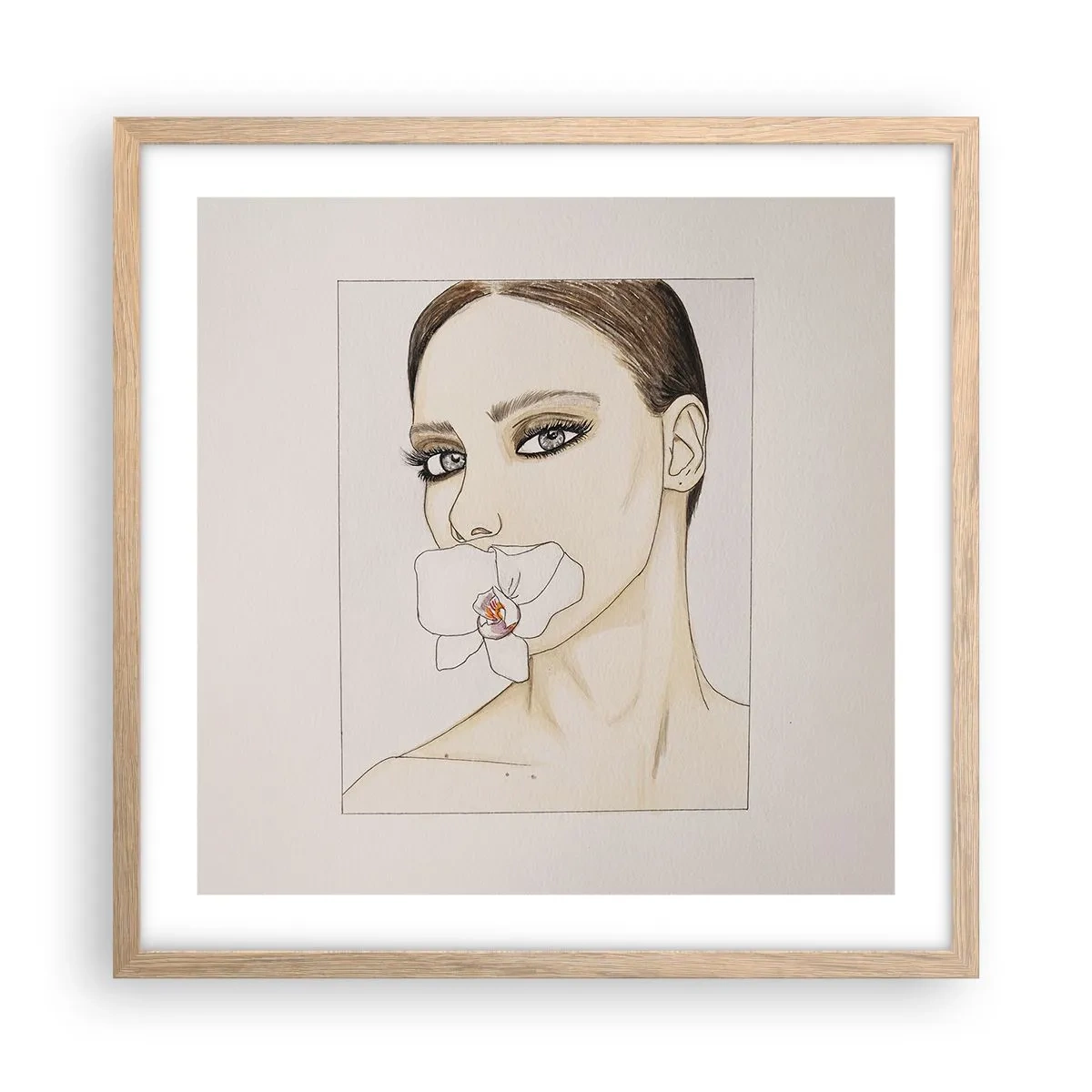 Een poster in een licht eiken lijst - Een symbool van elegantie en schoonheid - 50x50 cm