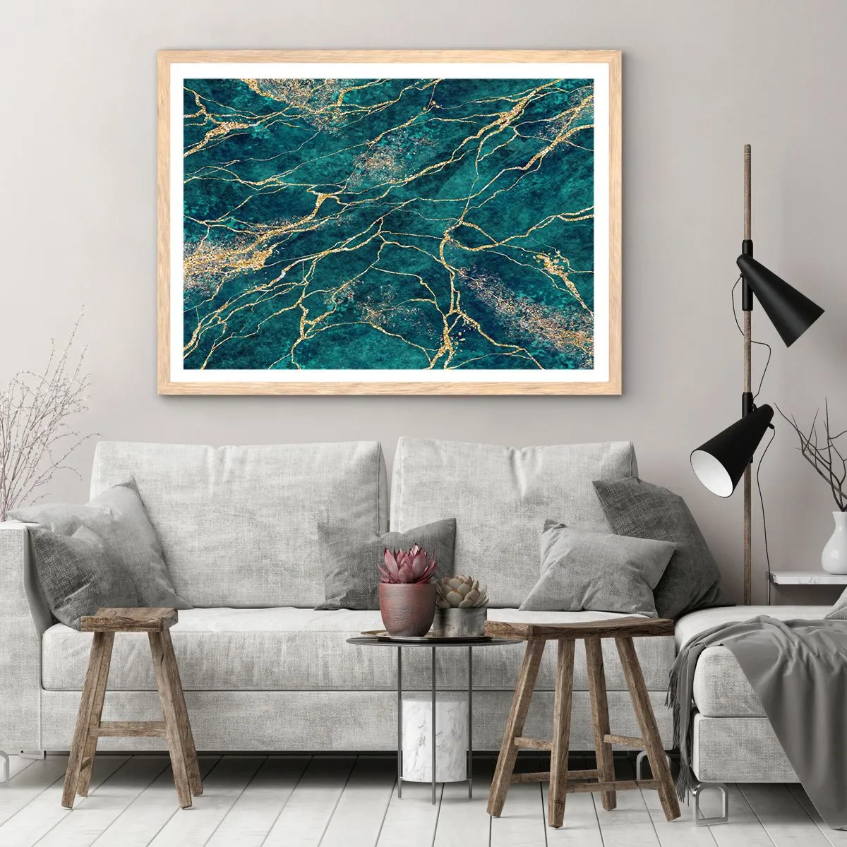 Een poster in een licht eiken lijst - Goudmijn - 100x70 cm