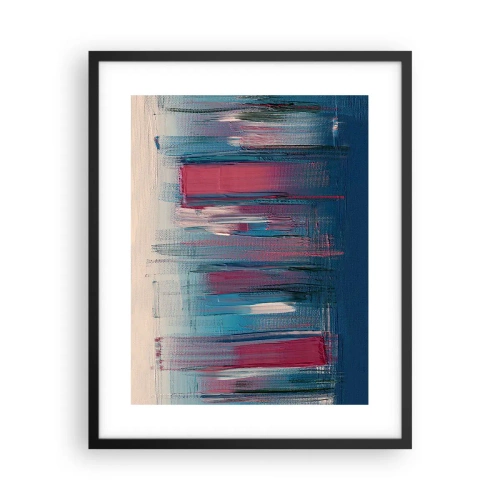 Poster in een zwarte lijst - Verticale compositie in blauw en rood - 40x50 cm