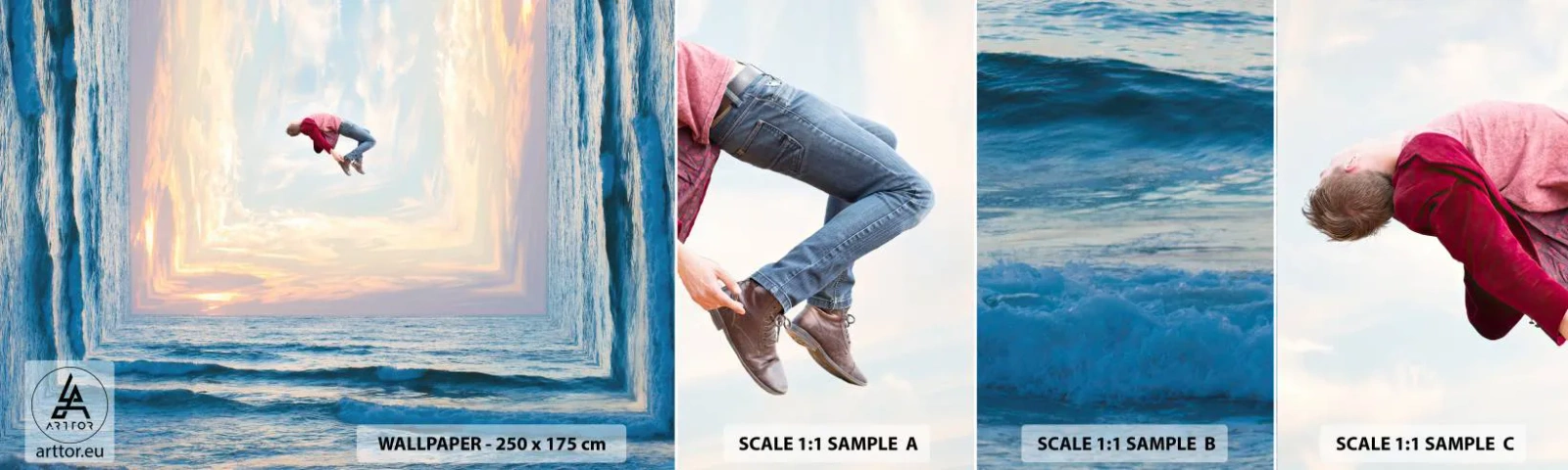 Fotobehang Staaltje Standard Eco - Naar een andere dimensie - Abstractie, Man, Natuur - 100x30 cm