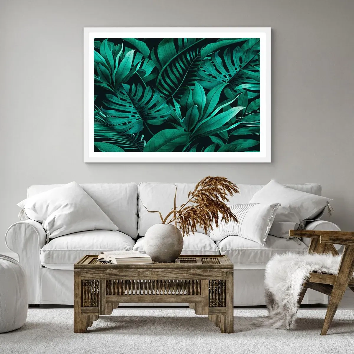 Poster in een witte lijst - De diepte van tropisch groen - 40x30 cm