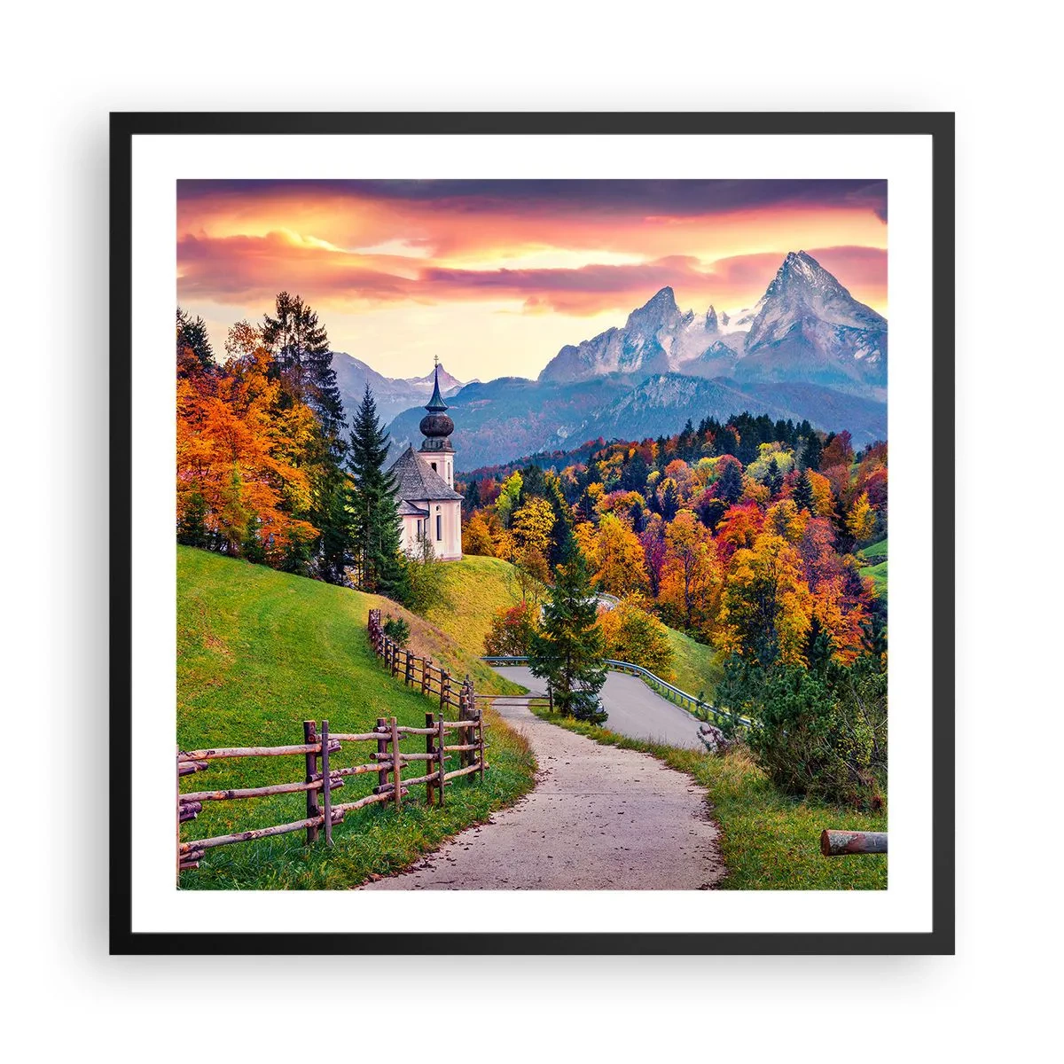 Poster in een zwarte lijst - Landschap zoals geschilderd - 60x60 cm