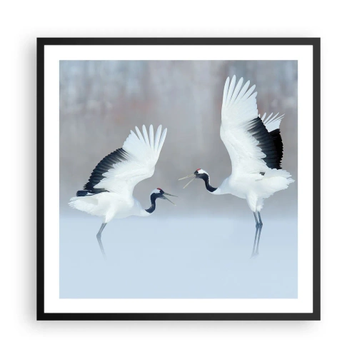 Poster in een zwarte lijst - Dans in de mist - 60x60 cm