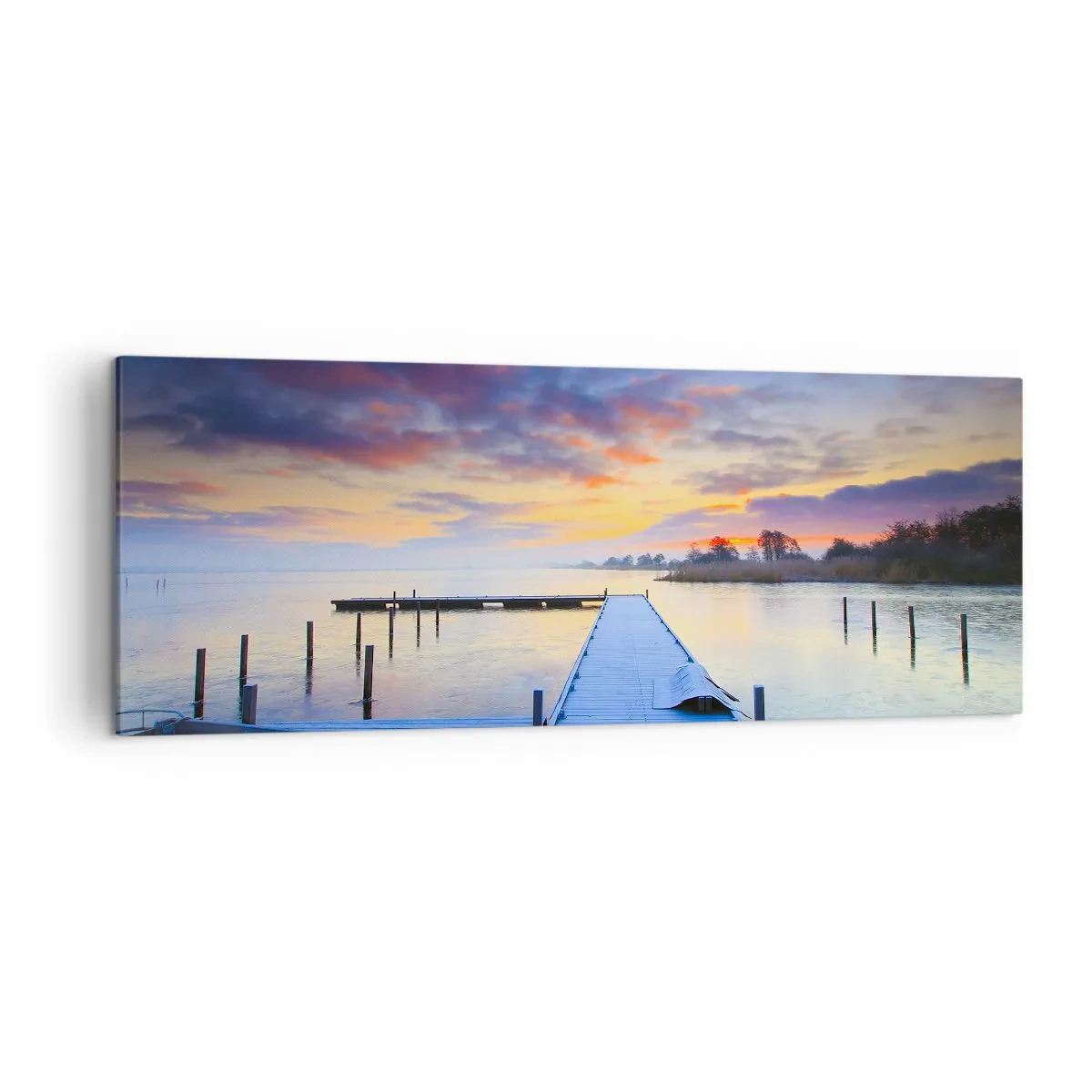 Schilderen op canvas - Violet-gouden kalmte - 140x50 cm