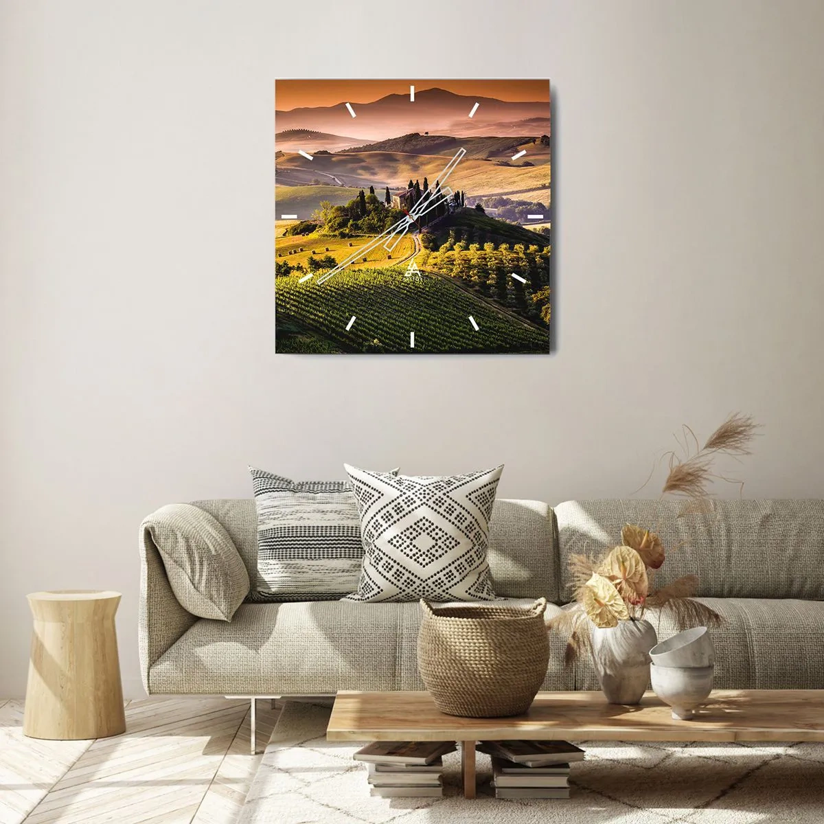 Wandklok - Klok - Arcadia - het Toscaanse landschap - 30x30 cm