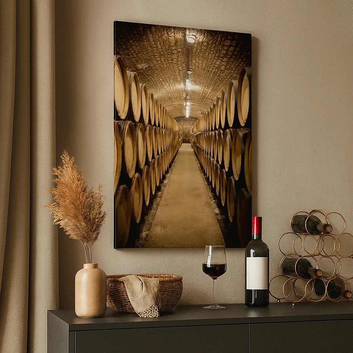 Schilderen op canvas - In een bakstenen kelder - 50x70 cm