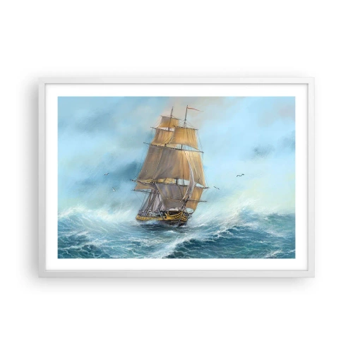 Poster in een witte lijst - Haasten over de golven - 70x50 cm