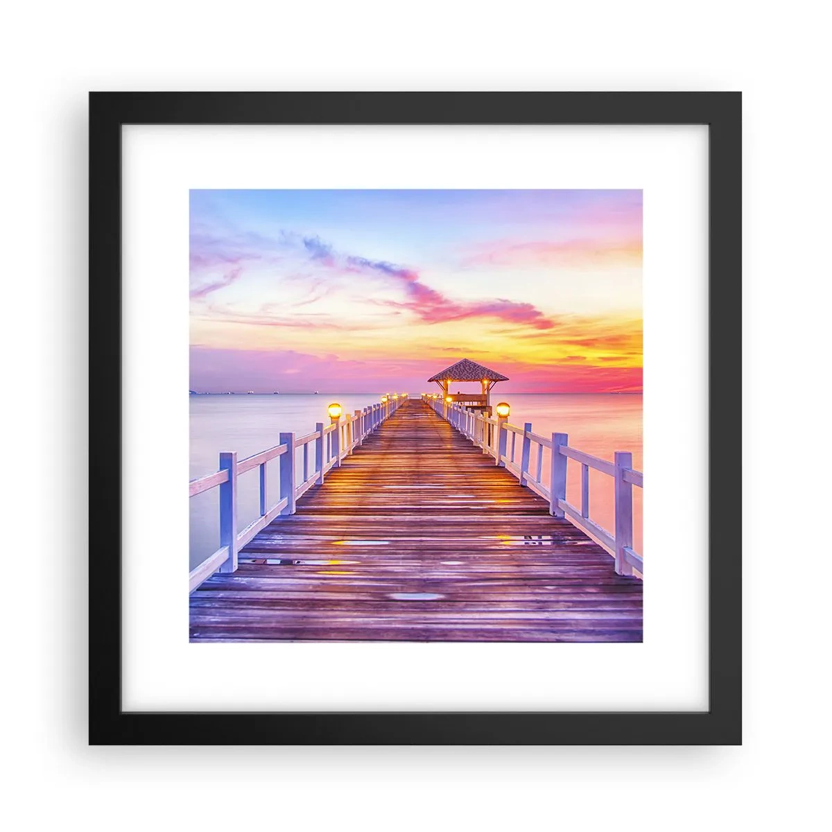 Poster in een zwarte lijst - De lila-gouden stilte van de avond - 30x30 cm