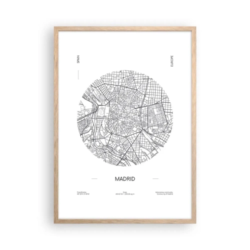 Een poster in een licht eiken lijst - Anatomie van Madrid - 50x70 cm