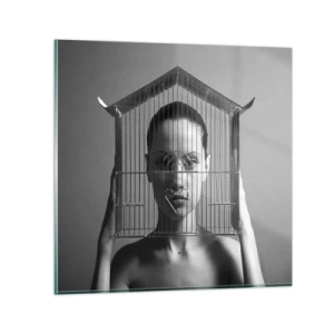 Schilderen op glas - Een ietwat surrealistisch portret - 50x50 cm