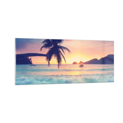Schilderen op glas - Een avond aan de baai - 100x40 cm