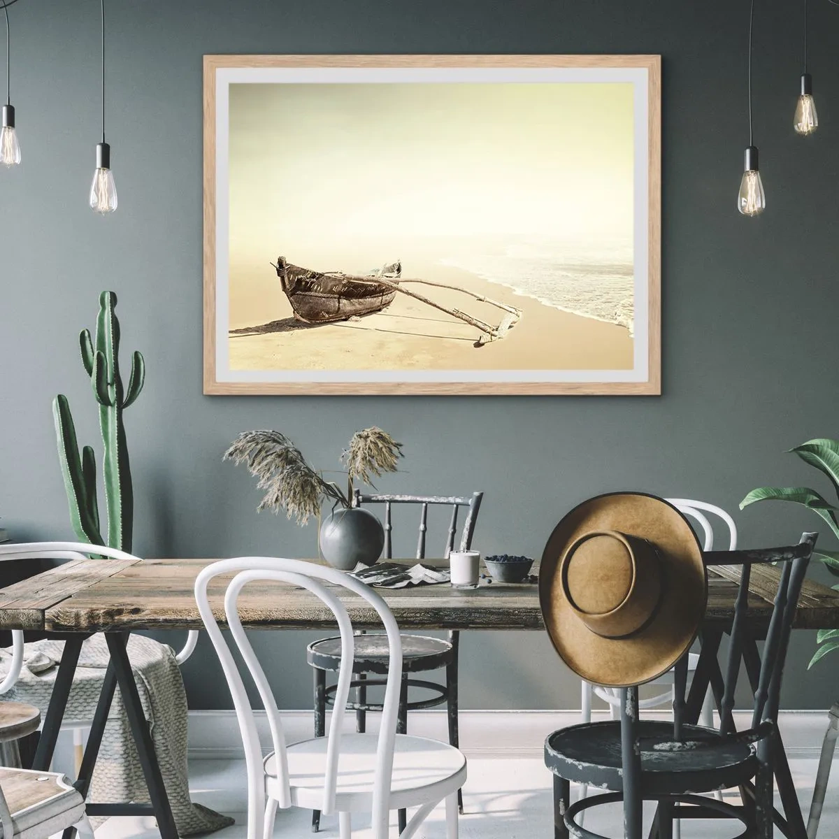 Een poster in een licht eiken lijst - Geheugen van de Stille Zuidzee - 70x50 cm