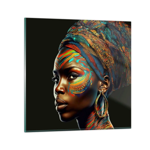 Schilderen op glas - Afrikaanse koningin - 30x30 cm