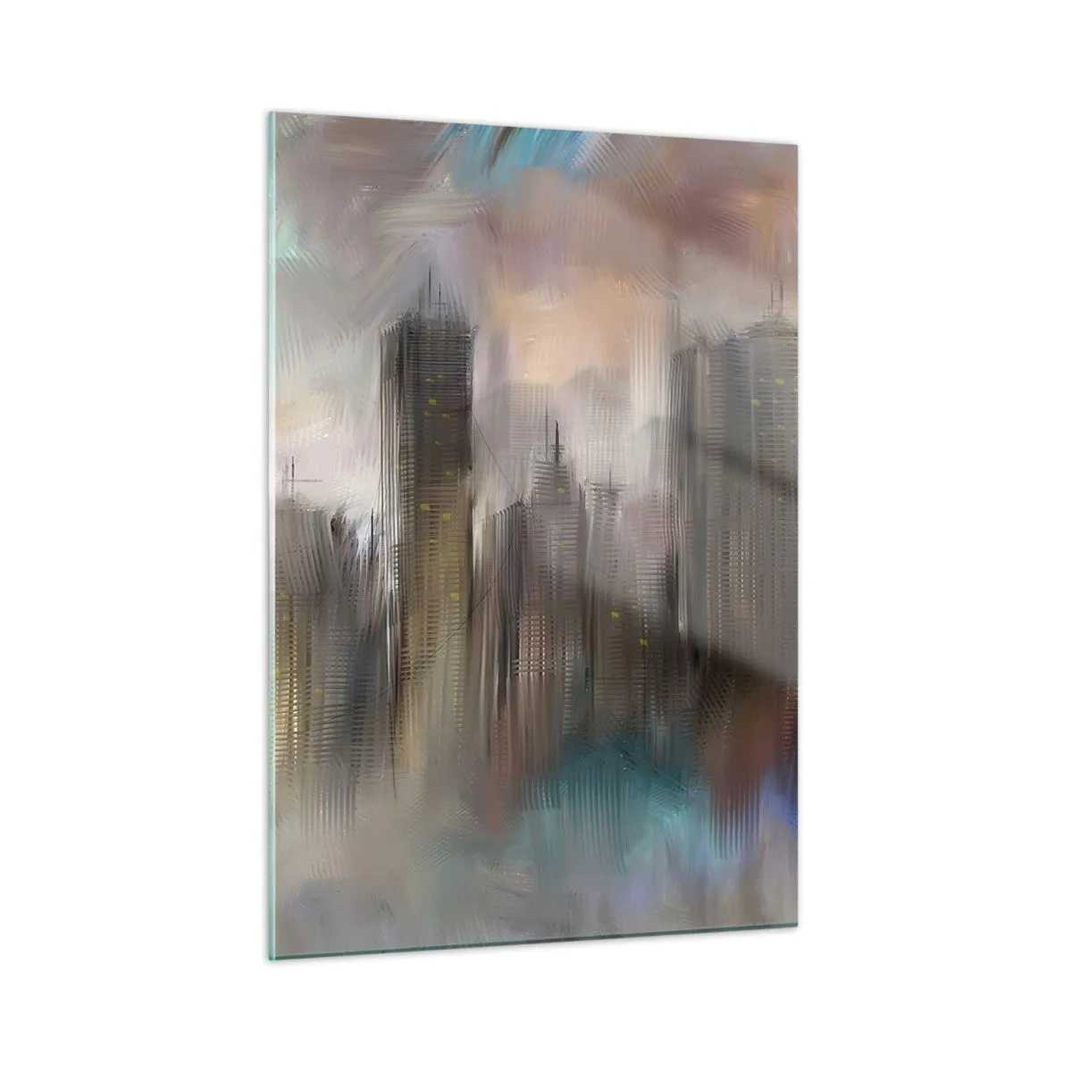 Schilderen op glas - Een compositie van staal, steen en mist - 50x70 cm