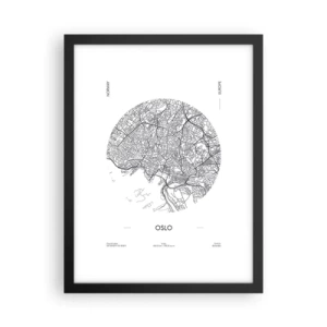 Poster in een zwarte lijst - Anatomie van Oslo - 30x40 cm
