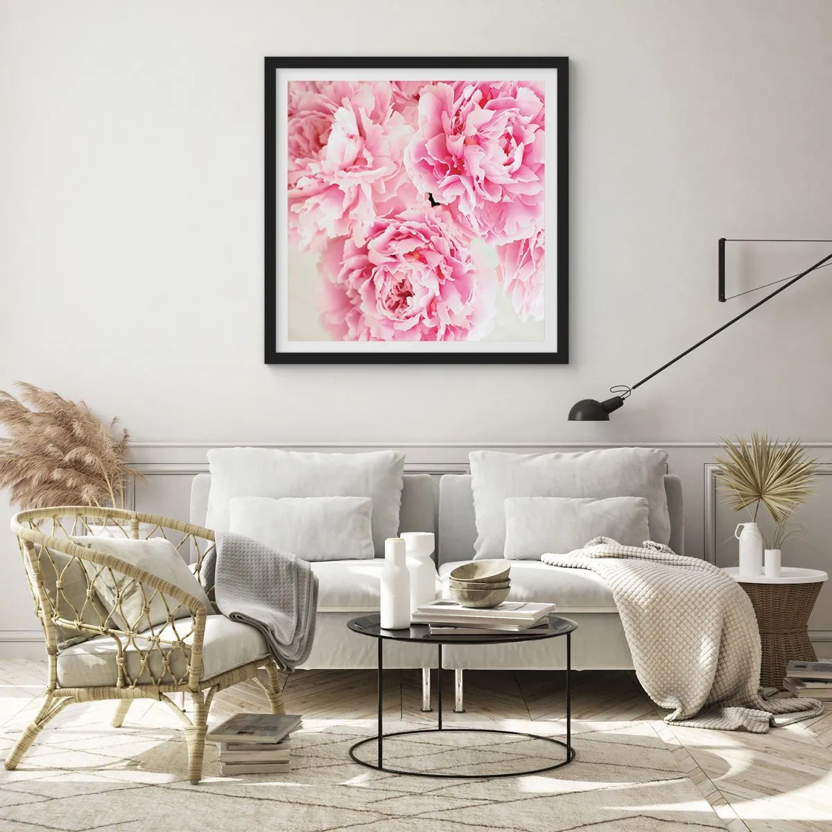 Poster in een zwarte lijst - In roze glamour - 50x50 cm