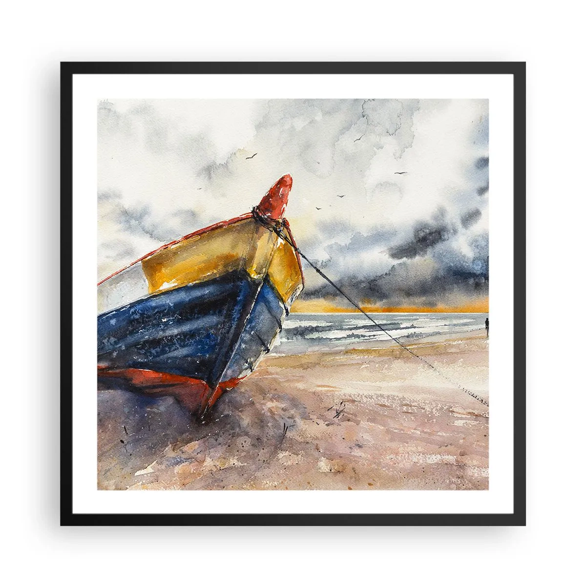 Poster in een zwarte lijst - Rust aan de kust - 60x60 cm