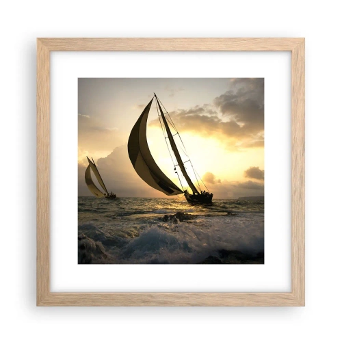 Een poster in een licht eiken lijst - Met de wind en tegen de wind - 30x30 cm