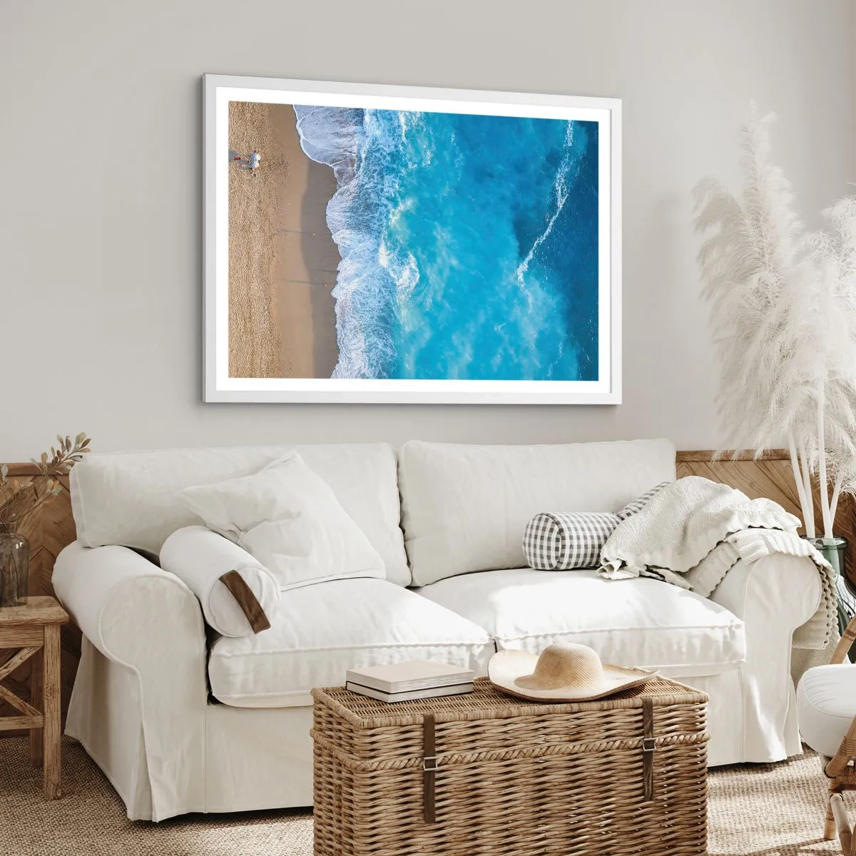 Poster in een witte lijst - De kracht van blauw - 50x40 cm