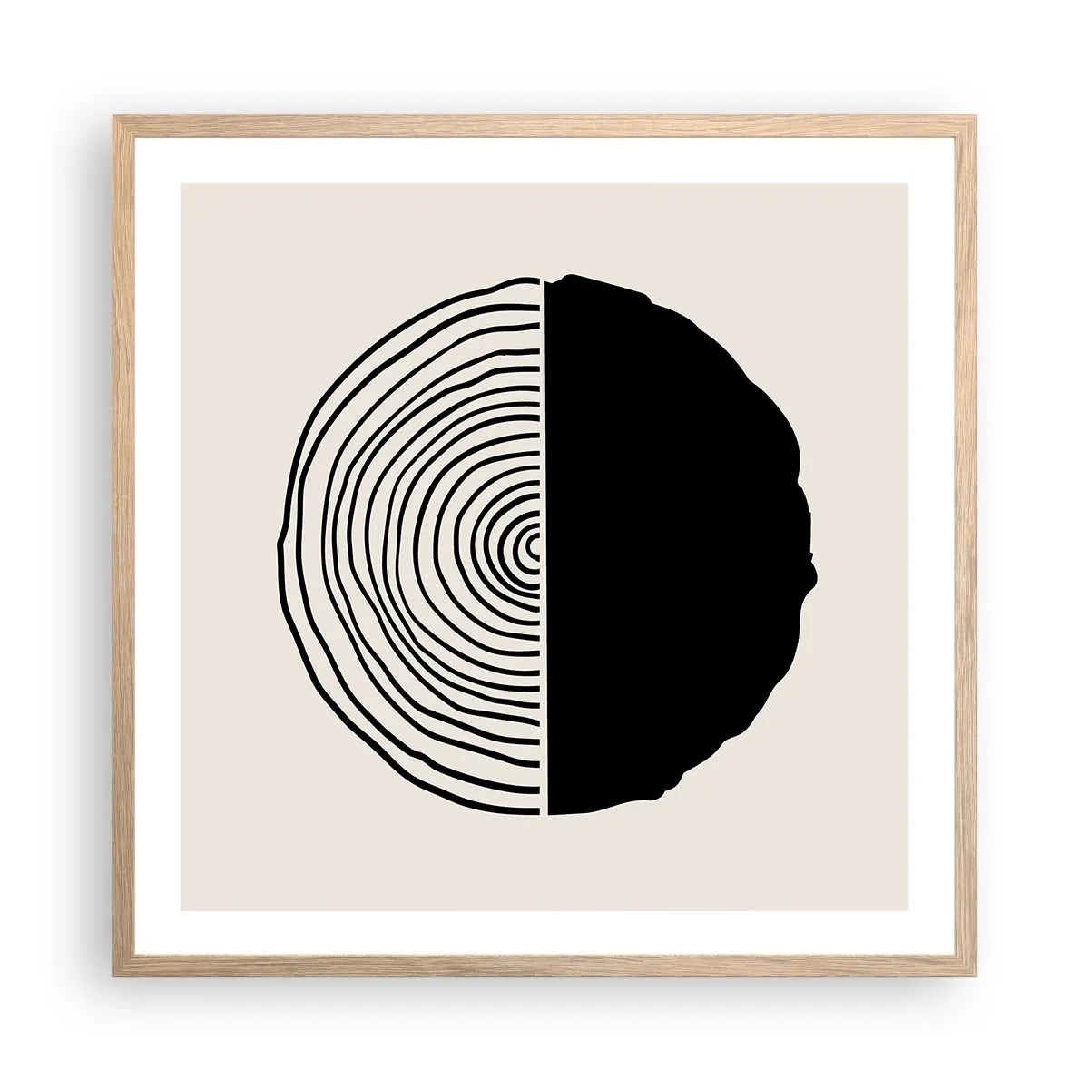 Een poster in een licht eiken lijst - Half om half - 60x60 cm
