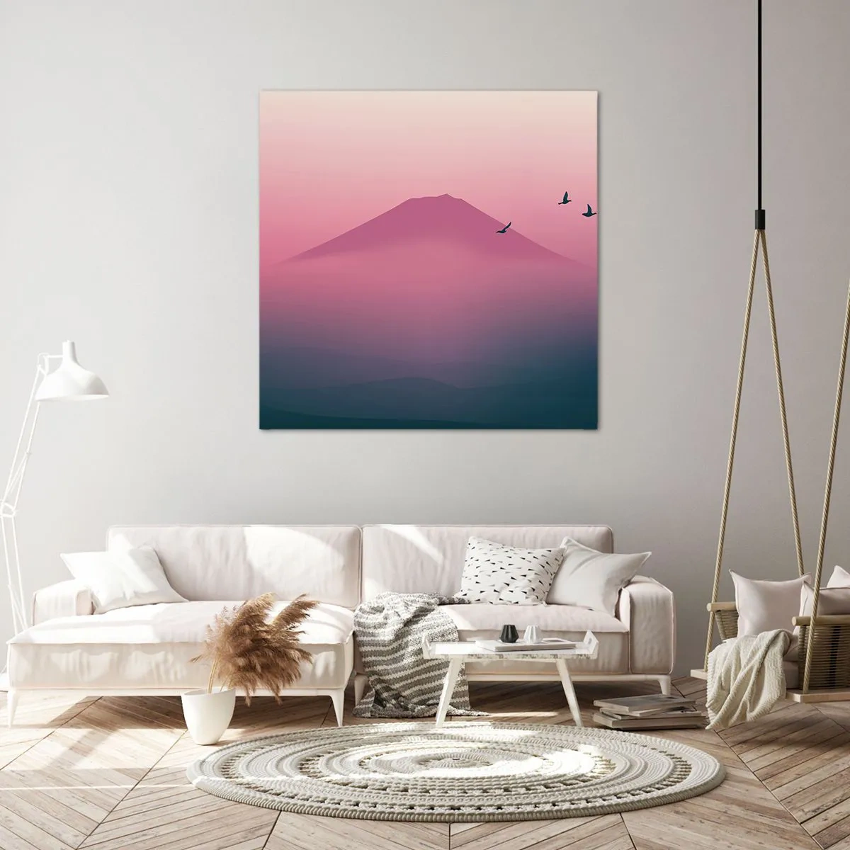 Schilderen op canvas - Wandelaars boven de wolken - 40x40 cm