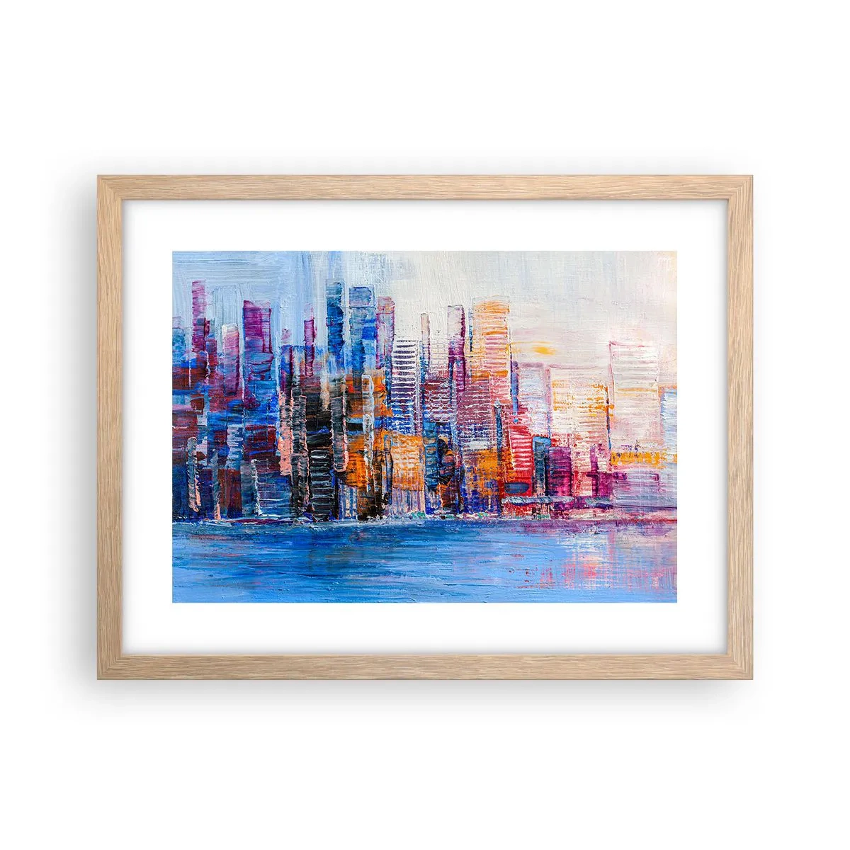 Een poster in een licht eiken lijst - Een vrolijke metropool - 40x30 cm