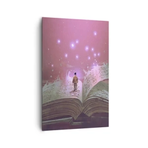 Schilderen op canvas - Uitnodiging voor een andere wereld - lees! - 80x120 cm