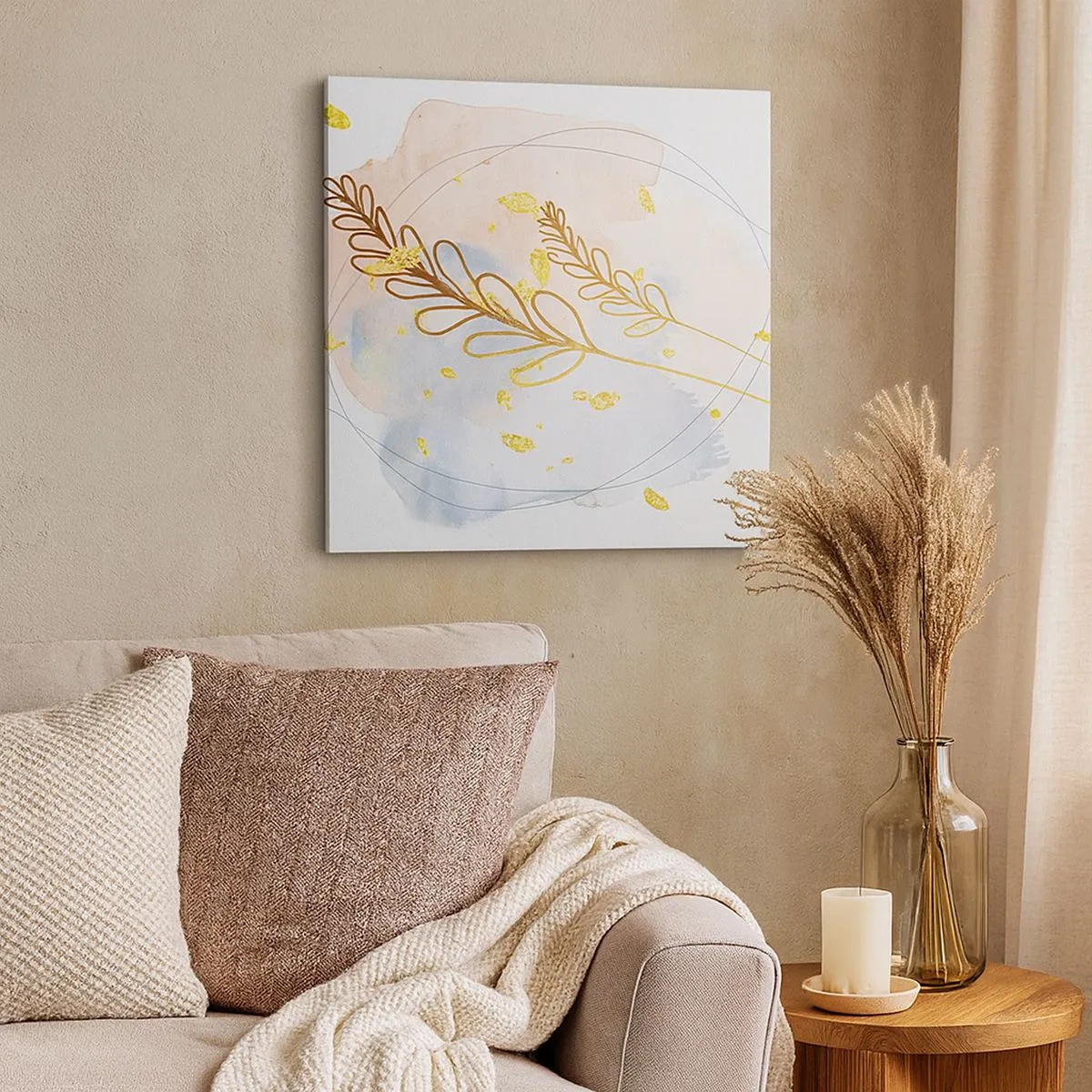 Schilderen op canvas - Gouden explosie - 30x30 cm