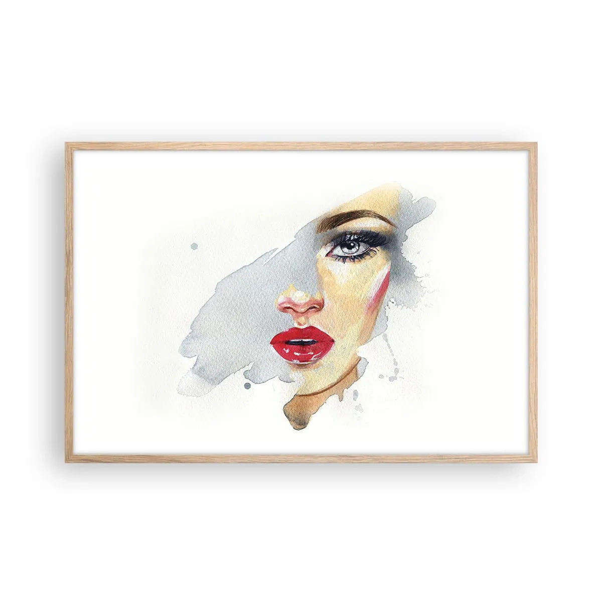 Een poster in een licht eiken lijst - Weerspiegeld in een druppel water - 91x61 cm