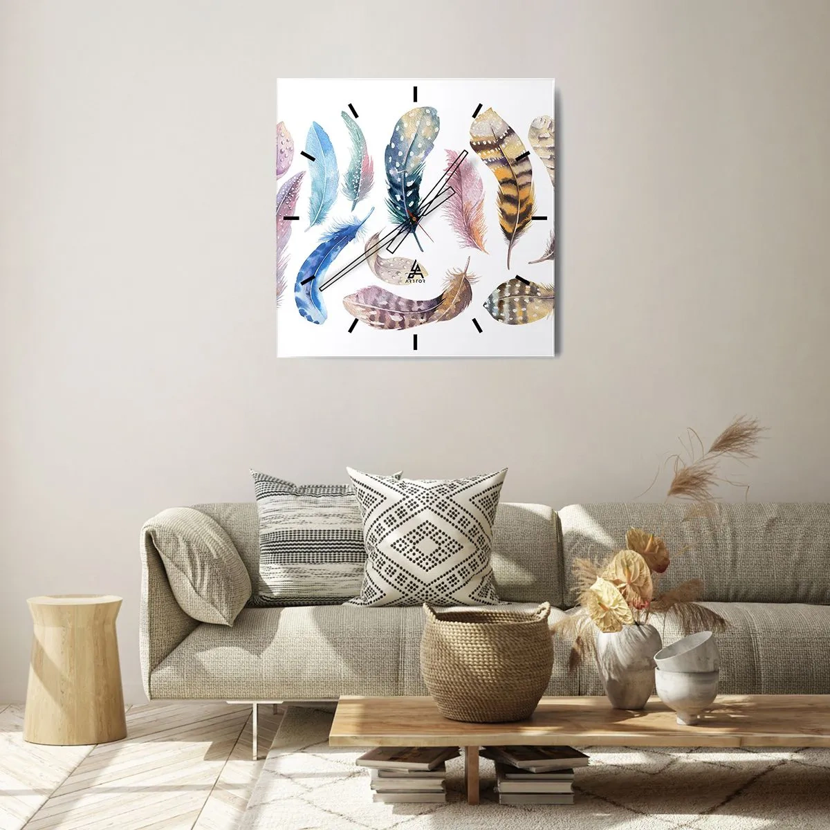 Wandklok - Klok - Licht, bont en veelkleurig - 30x30 cm