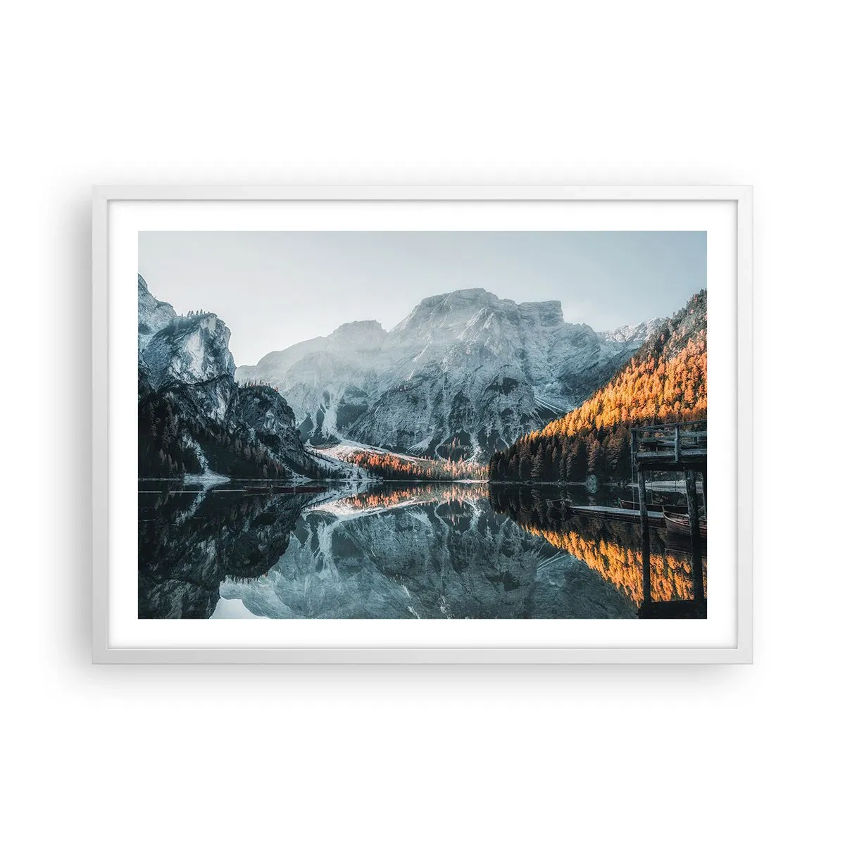 Poster in een witte lijst - Spiegel landschap - 70x50 cm