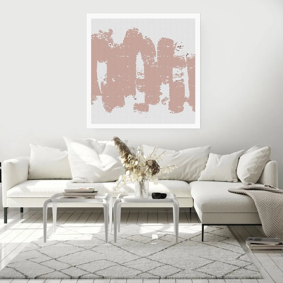 Poster - Abstractie in zachtroze - 60x60 cm